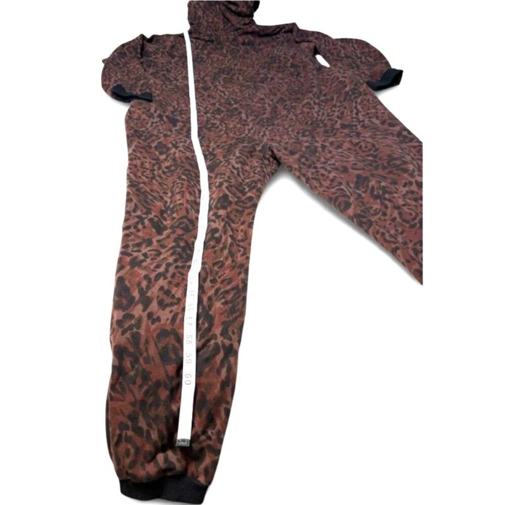Savage X Fenty Leopard Print Hooded One Piece Jumpsuit 3X Brown Lounge Romper - Picture 7 of 12